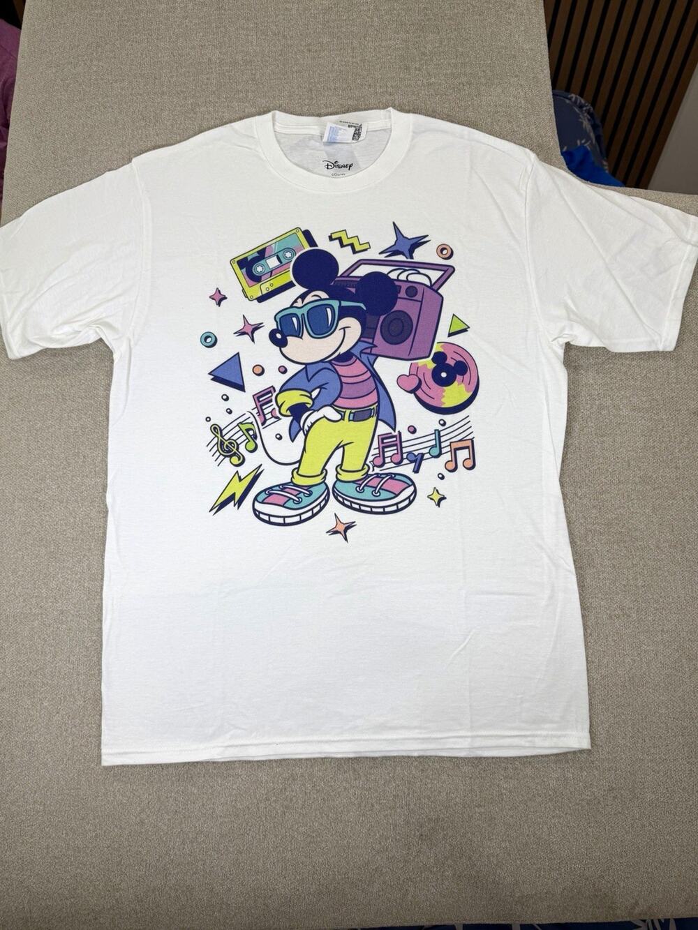 Port & Company Disney Mickey Mouse Retro Music Graphic White T-Shirt, M